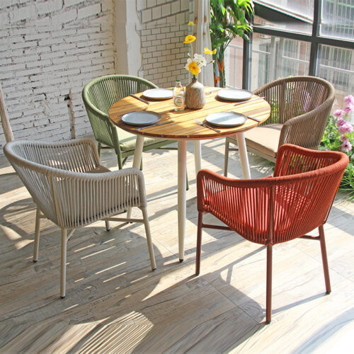 Modern Cafe Stacking Waterproof Woven Rope Patio Chair