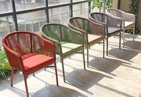 Modern Cafe Stacking Waterproof Woven Rope Patio Chair - Image 2