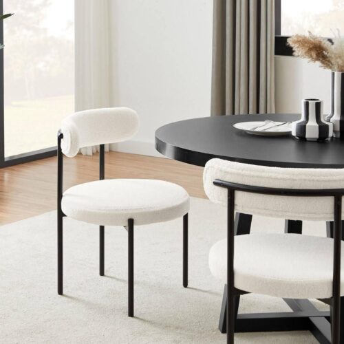 Boucle round Dining Chair